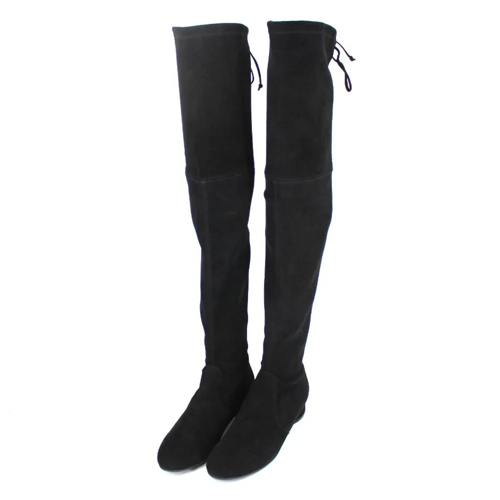Stuart Weitzman Genna 25 City Boot Over The Knee Suede Boots Black 6.5 NEW